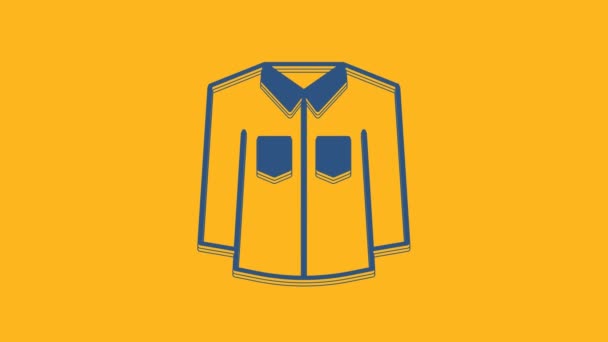 Blue Shirt icoon geïsoleerd op oranje achtergrond. 4K Video motion grafische animatie. - Video
