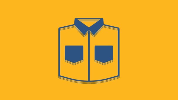 Blue Shirt icon isolated on orange background. 4K Video motion graphic animation. - Felvétel, videó