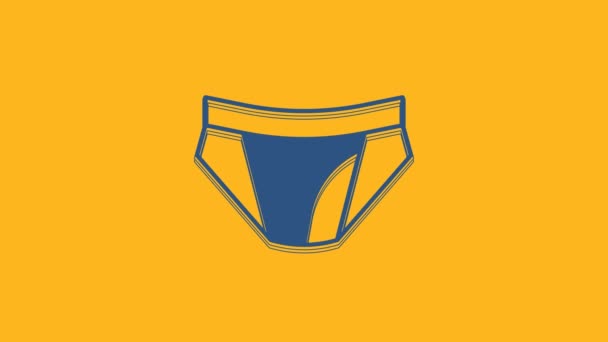 Blu Uomo mutande icona isolata su sfondo arancione. Biancheria intima maschile. Animazione grafica 4K Video motion. - Filmati, video