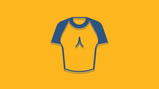 Blue T-shirt icon isolated on orange background. 4K Video motion graphic animation. - Video, Çekim