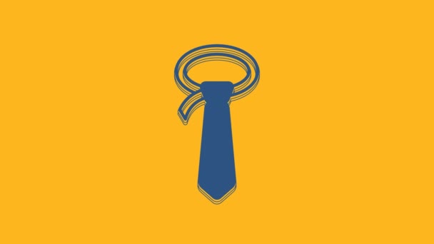 Blue Tie icon isolated on orange background. Necktie and neckcloth symbol. 4K Video motion graphic animation. - Footage, Video