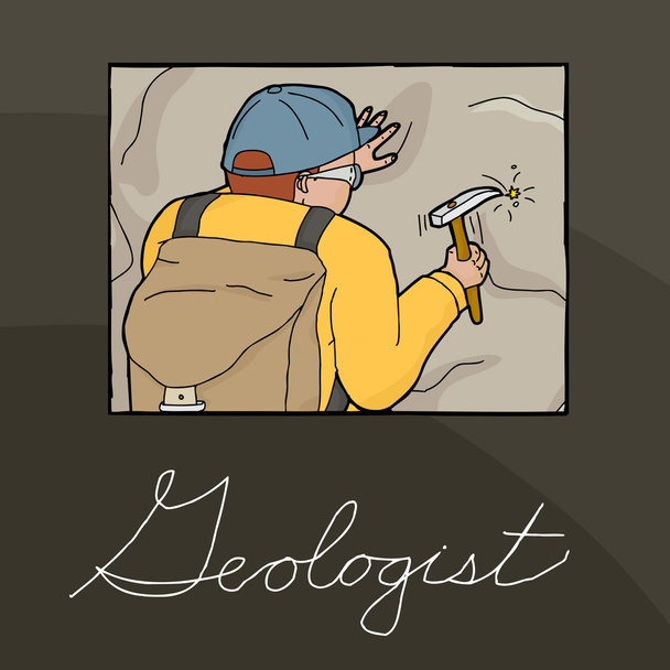Геолог собирает образцы иллюстрации
 - Вектор,изображение