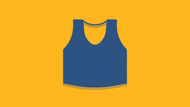 Ikona Blue Undershirt odizolowana na pomarańczowym tle. 4K Animacja graficzna ruchu wideo. - Materiał filmowy, wideo