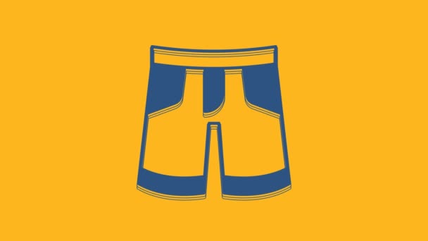 Azul Icono corto o pantalón aislado sobre fondo naranja. Animación gráfica de vídeo 4K. - Metraje, vídeo