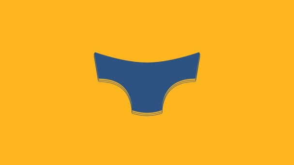 Blue Men underpants icon isolated on orange background. Man underwear. 4K Video motion graphic animation. - Imágenes, Vídeo