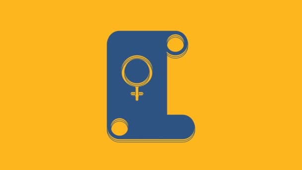 Icono del feminismo azul aislado sobre fondo naranja. Lucha por la libertad, la independencia, la igualdad. Animación gráfica de vídeo 4K. - Metraje, vídeo