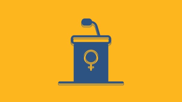 Blue Stage stand or debate podium rostrum icon isolated on orange background. Conference speech tribune. 4K Video motion graphic animation. - Materiaali, video