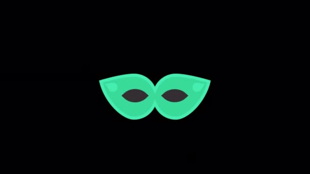 Мультипликационная новогодняя маска в стиле плоской иконки, икона новогодней вечеринки. - Кадры, видео