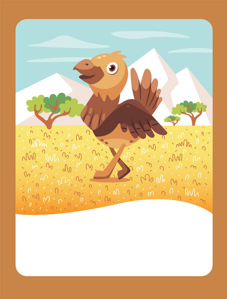 Vector illustration of bustard bird. It can be used as a playing card, for children's development and learning. - Wektor, obraz