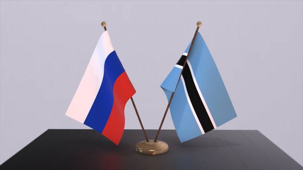 Botswana and Russia national flag, business meeting or diplomacy deal. Politics agreement 3D illustration. - Fotó, kép