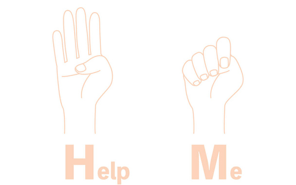 Disegno di linea del segno mano Help Me - Vettoriali, immagini