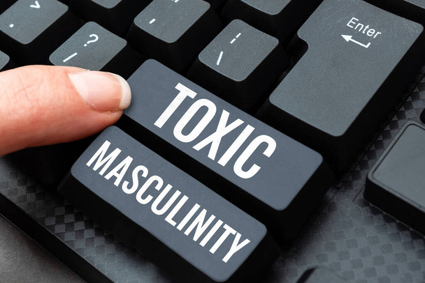Légende du texte présentant Toxic Masculinity, Word pour décrit le type étroit d'idées répressives sur le rôle du genre masculin - Photo, image