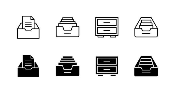 Conjunto de iconos de carpetas de archivo. Documento vector icono. Archivo icono de almacenamiento. - Vector, Imagen