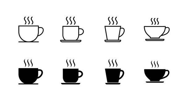 Kávéscsésze ikonok beállítva. csésze kávé jel és szimbólum - Vektor, kép