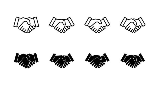 Handschlag-Symbole gesetzt. Handschlag-Zeichen und -Symbol. Kontaktvereinbarung - Vektor, Bild