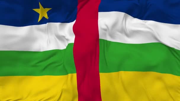 Orta Afrika Cumhuriyeti Bayrağı Kusursuz Döngü Arkaplanı, Devrilmiş Kabarık Doku Kumaşı Yavaş Hareket, 3 boyutlu Görünüm - Video, Çekim