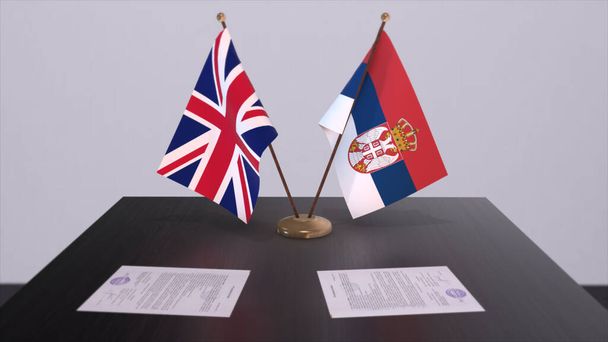 Serbia and UK flag. Politics concept, partner deal beetween countries. Partnership agreement of governments 3D illustration. - Fotó, kép