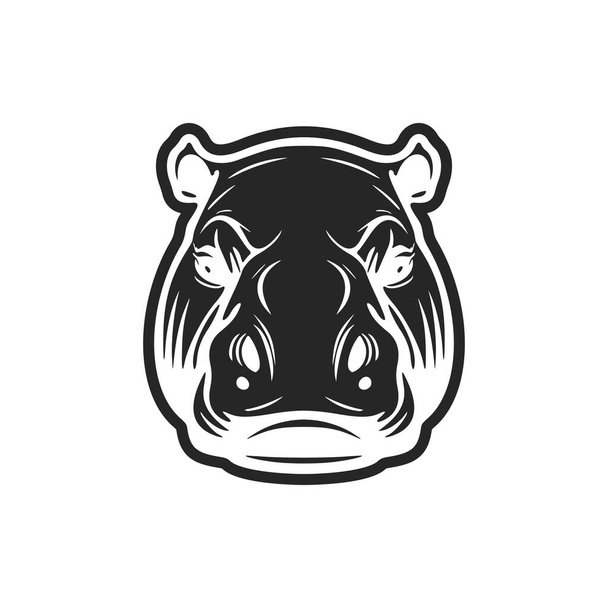 Un logotipo hipopótamo blanco y negro para darle elegancia a tu marca. - Vector, Imagen