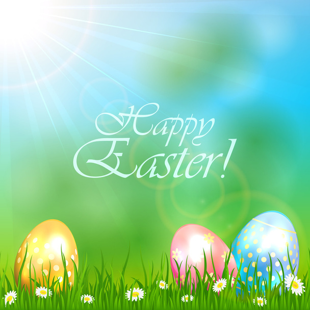 Easter eggs with flowers - Вектор,изображение
