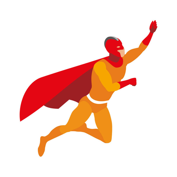 Composizione di persone isometriche supereroi con vista isolata di super eroe che indossa coloratissimo costume vettoriale illustrazione - Vettoriali, immagini
