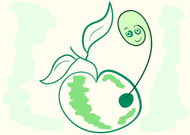 worm en apple - Vector, afbeelding