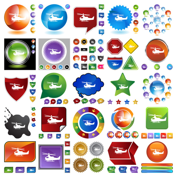 Helicopter Icon Set - Vector, Image