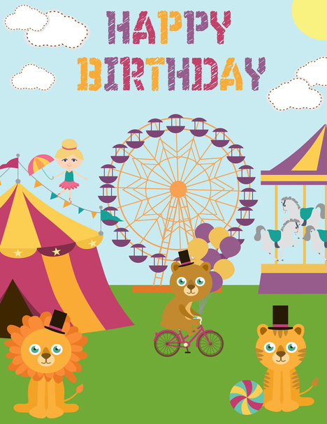 Circus Birthday party - Vector, imagen