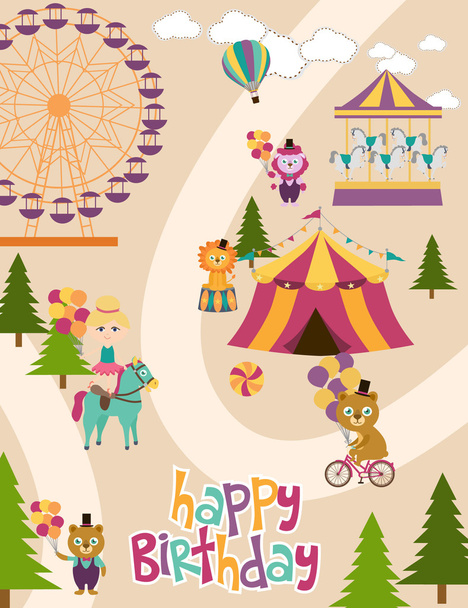 Circus Birthday party - Διάνυσμα, εικόνα