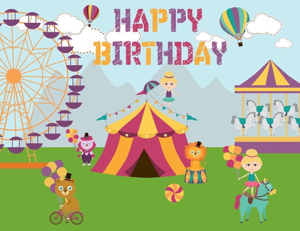 Circus Birthday party - Vektor, Bild