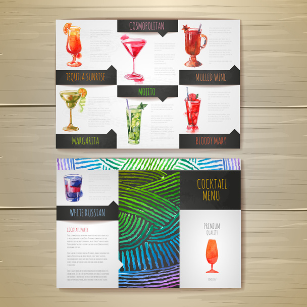 Watercolor Cocktail concept design. Corporate identity. Document template - Vector, Image