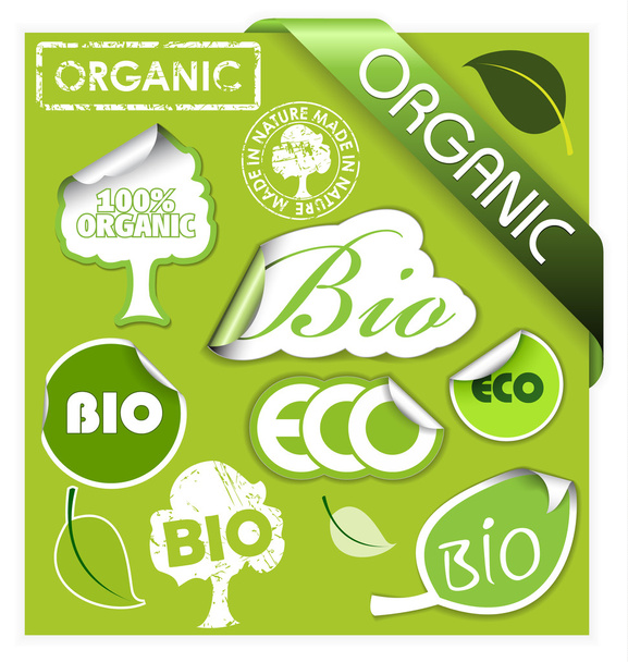 Conjunto de bio, eco, elementos orgânicos
 - Vetor, Imagem