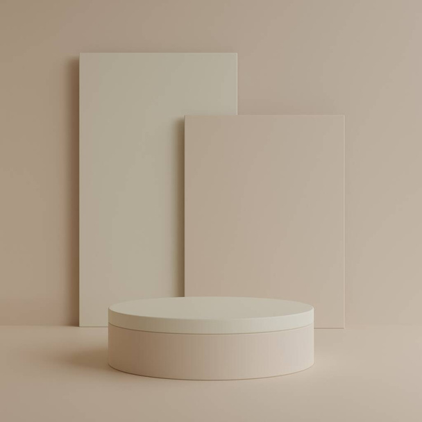 Exhibición y presentación mínimas del producto del pedestal del podio del cilindro con la representación 3d del fondo pastel - Foto, imagen