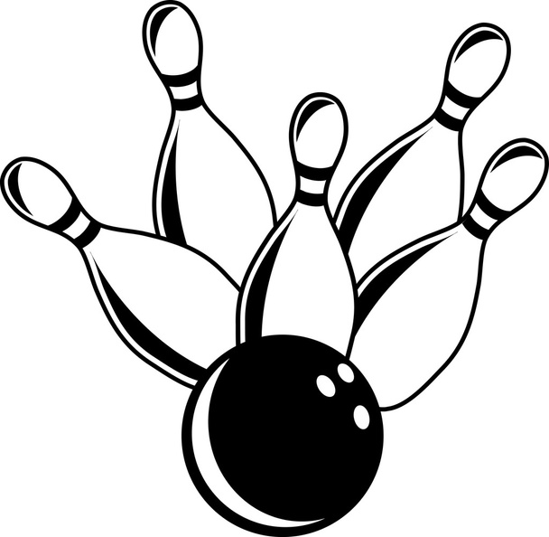 Bowling skittles ve topu kroki - Vektör, Görsel