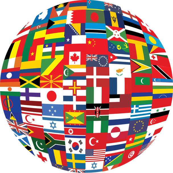Globo del mundo formado por banderas
 - Vector, imagen