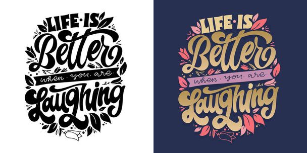 Cute hand drawn lettering quote in modern calligraphy style about life. Slogans for print and poster design. Vector - Vector, Image