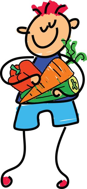 Dítě drží zelenina - Vektor, obrázek