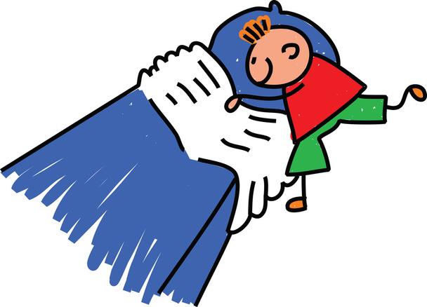 Маленький мальчик, делающий кровать
 - Вектор,изображение
