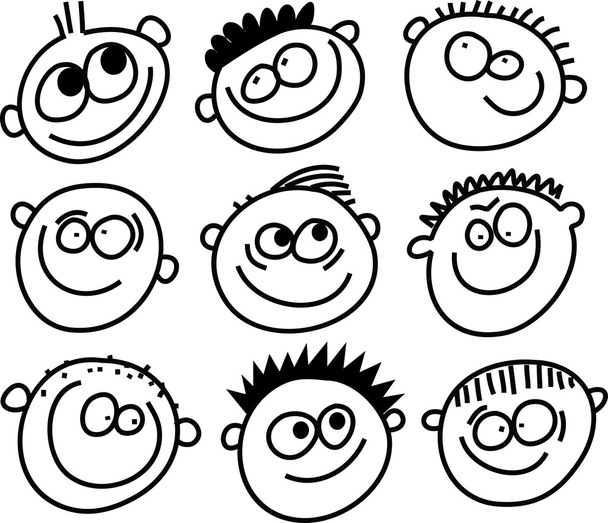 Handgezeichnete Lächeln Gesichter - Vektor, Bild