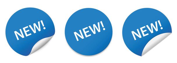 NEW! - blue round sticker banners - ベクター画像