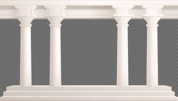 Реалистичные колонны композиция четыре части в белом в античном стиле на полупрозрачном фоне векторной иллюстрации - Вектор,изображение