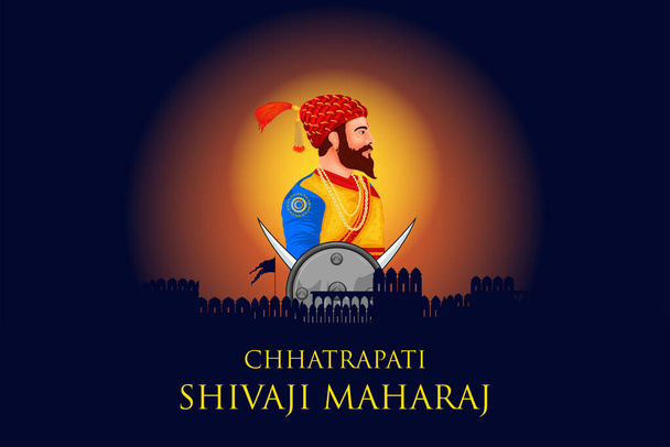 ilustración de Chhatrapati Shivaji Maharaj, el gran guerrero de Maratha de Maharashtra India - Vector, imagen
