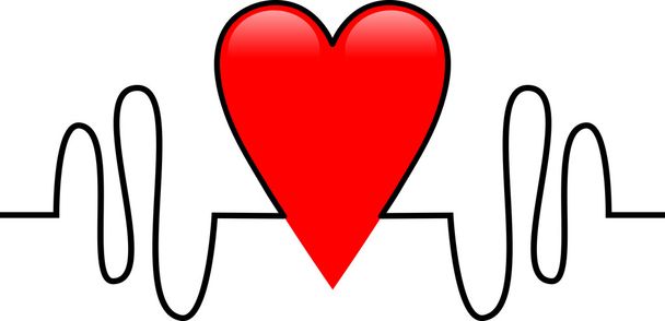 Heart beat health or love icon - Vector, Image