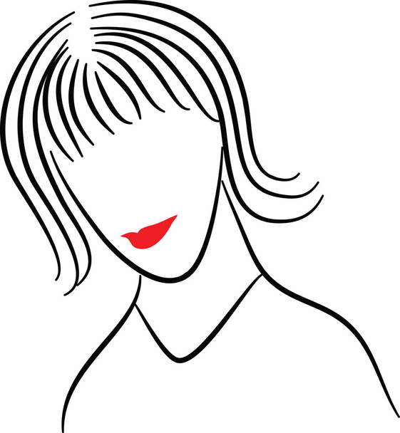 女性の顔のシルエット ライン - ベクター画像