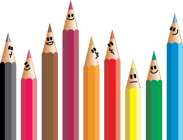 Группа людей с разными карандашами
 - Вектор,изображение