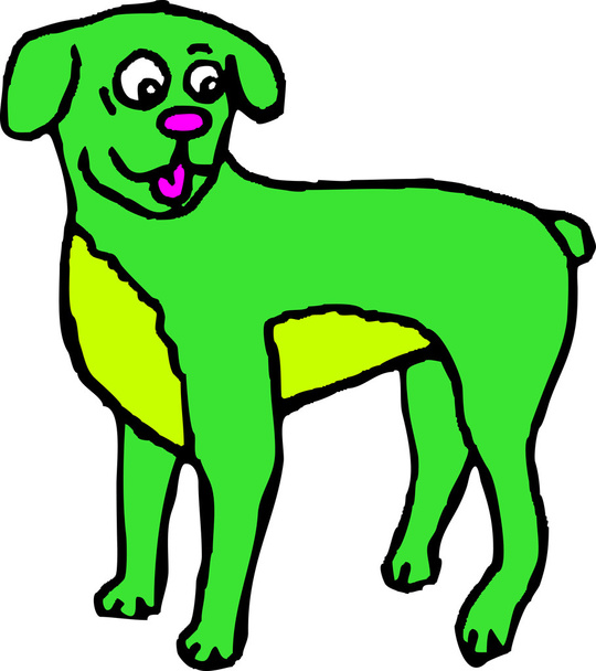 Ένα σκυλί πράσινο κινουμένων σχεδίων - Διάνυσμα, εικόνα