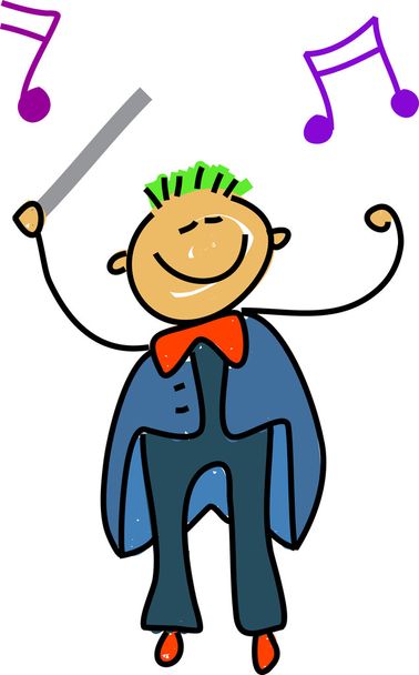 Orchestra conductor kid - Vector, Image