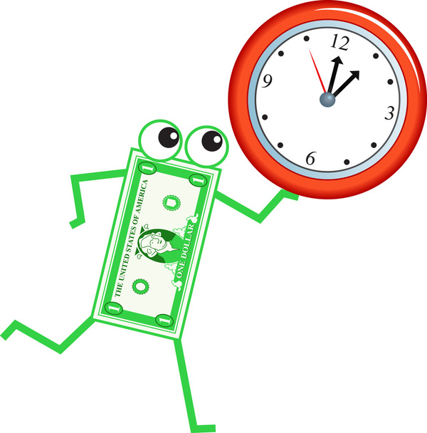 Clock dollar cartoon - Vector, Image
