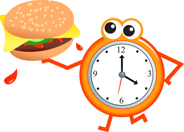 Fast food and Clock concept - Vektor, Bild