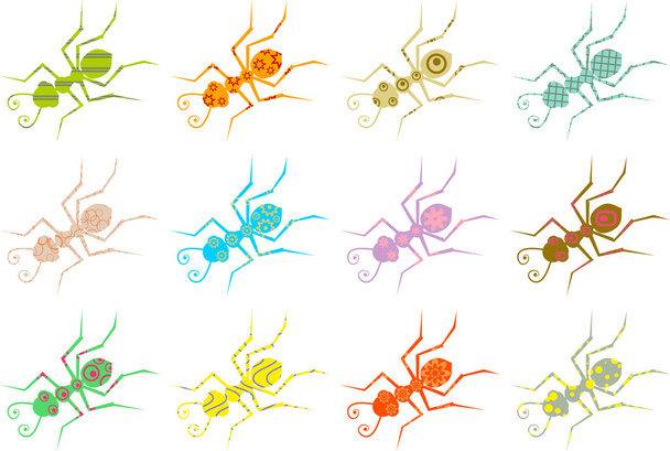 Siluetas de hormigas estampadas
 - Vector, imagen