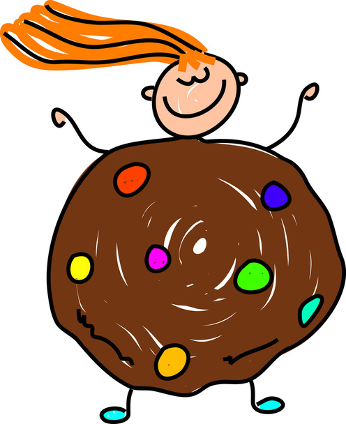 Fille avec biscuit aux pépites de chocolat
 - Vecteur, image